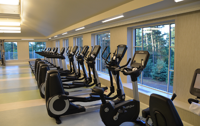Fitness room within Hotel Hershey filled with ellipticals for guest use