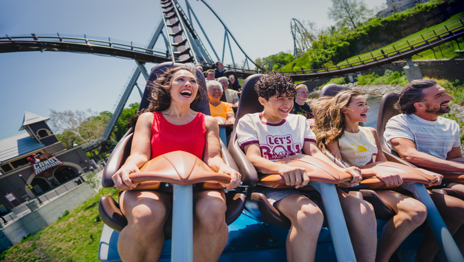 Family riding Candymonium at Hersheypark