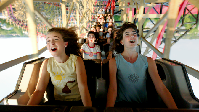 Teens riding Wildcats Revenge at Hersheypark