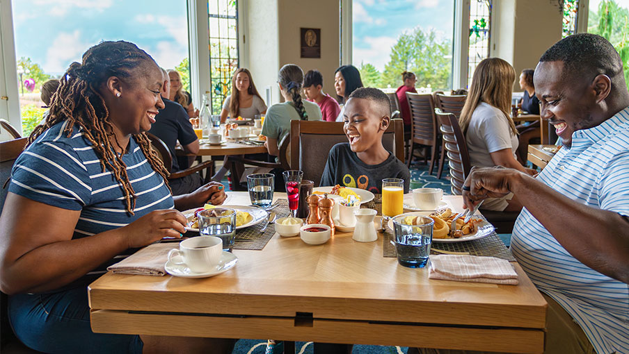A family having breakfast at The Circular