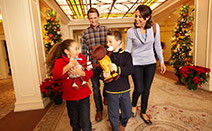 family in the hotel lobby