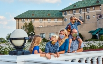 family outside the hotel hershey