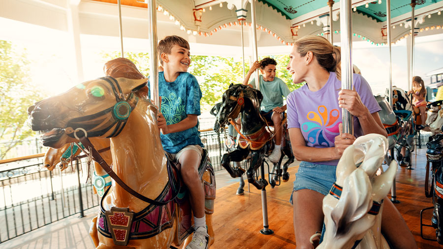 Family on a carousel at Hersheypark
