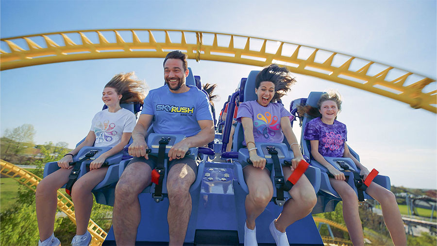 Family riding Skyrush